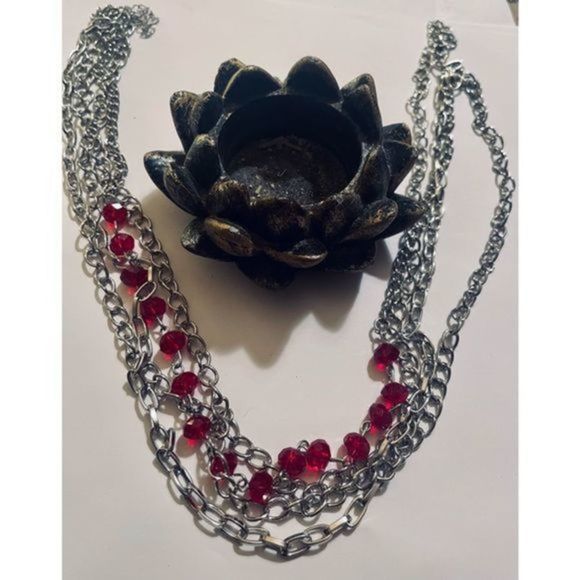 Pretty vintage SILVER AND SAPPHIRE NECKLACE - Picture 2 of 6